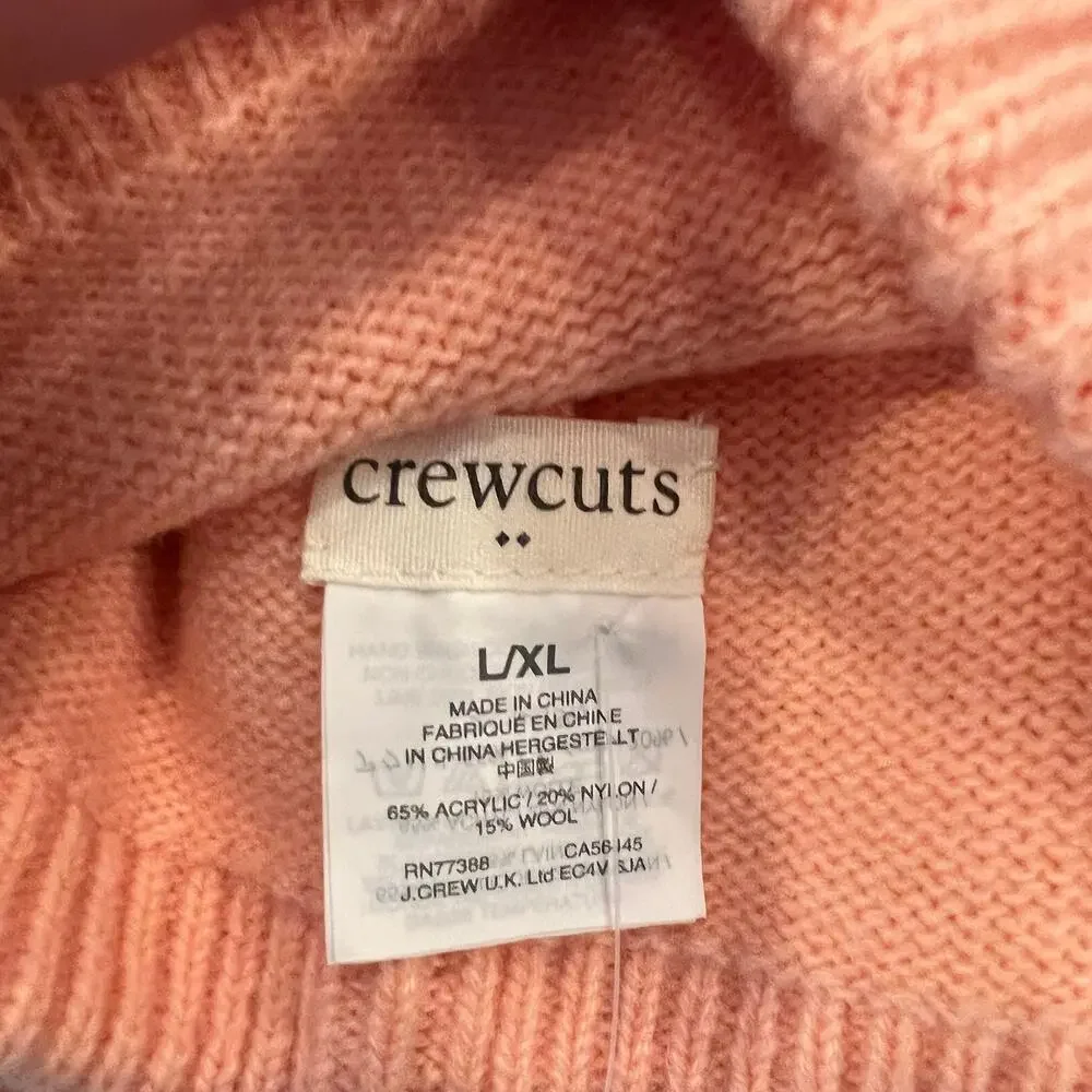 NWT J. Crew Girls' Pink W/Ivory Stars Knit Hat/Beanie
